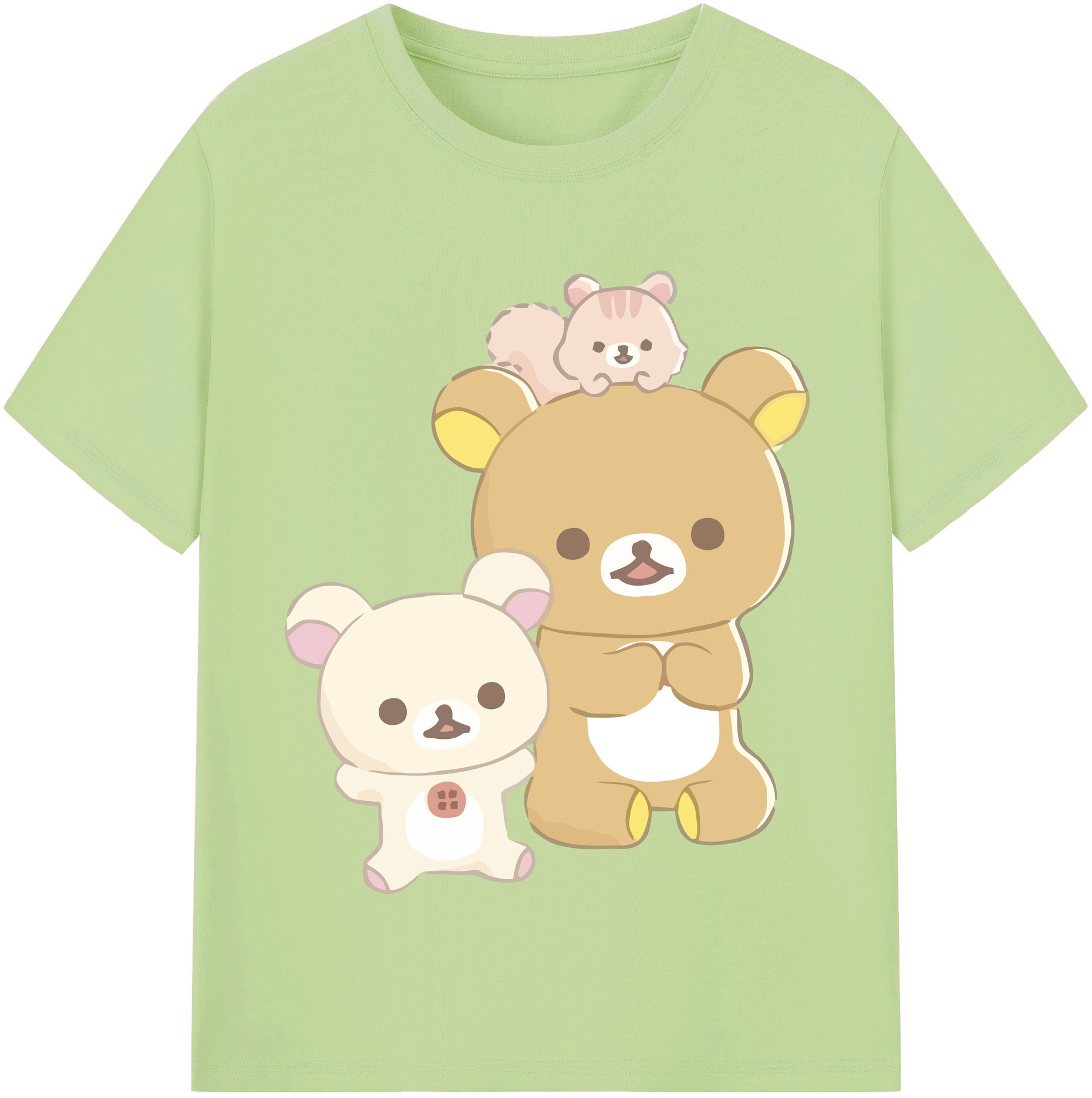 （画像用） リラックマ リラックマ キイロイトリ Rilakkuma Korilakkuma Kiiroitori 綿100％半袖Tシャツ（フロントプリント）